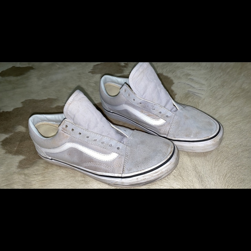 Grey vans no shoe laces